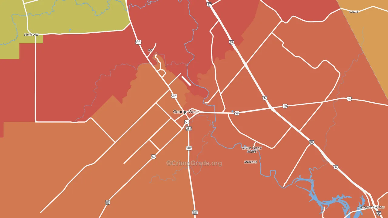 Live Oak County, TX Map of Murder Rates