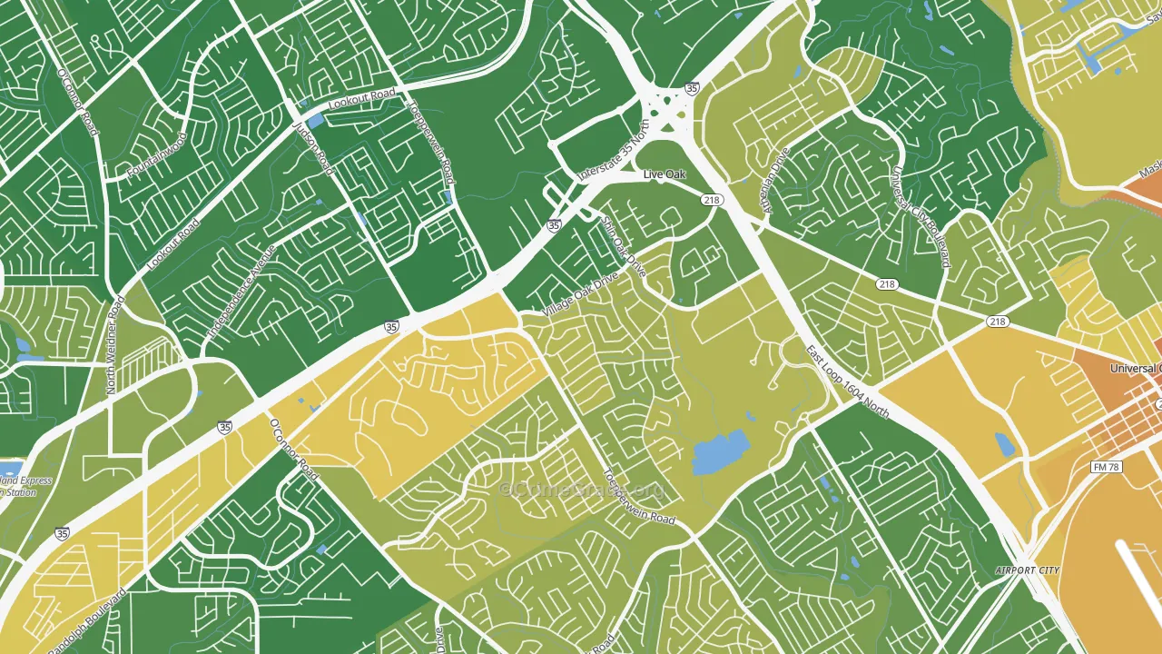 Live Oak, TX Map of Murder Rates