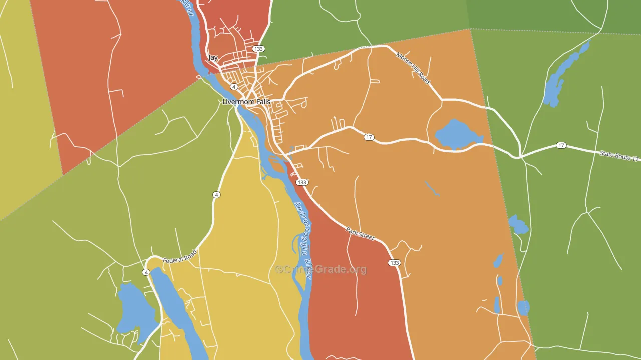 Livermore Falls, ME Map of Murder Rates