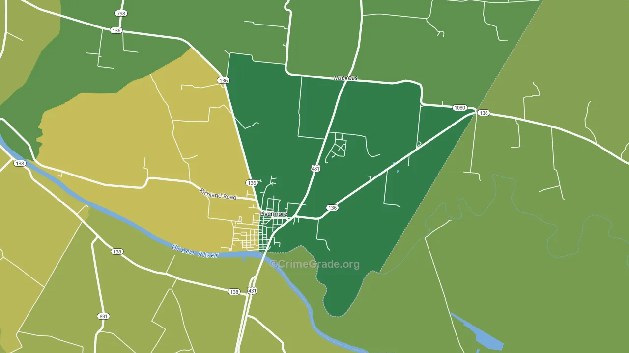 Livermore, KY Map of Murder Rates