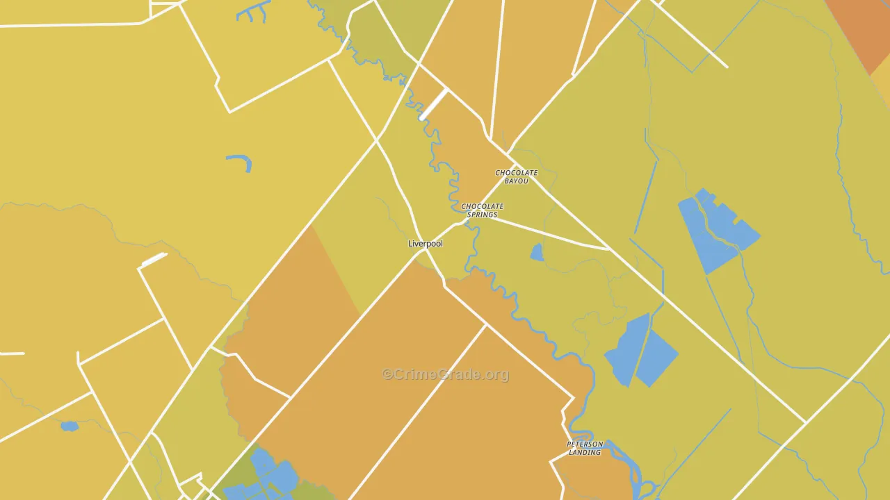 Liverpool, TX Map of Murder Rates