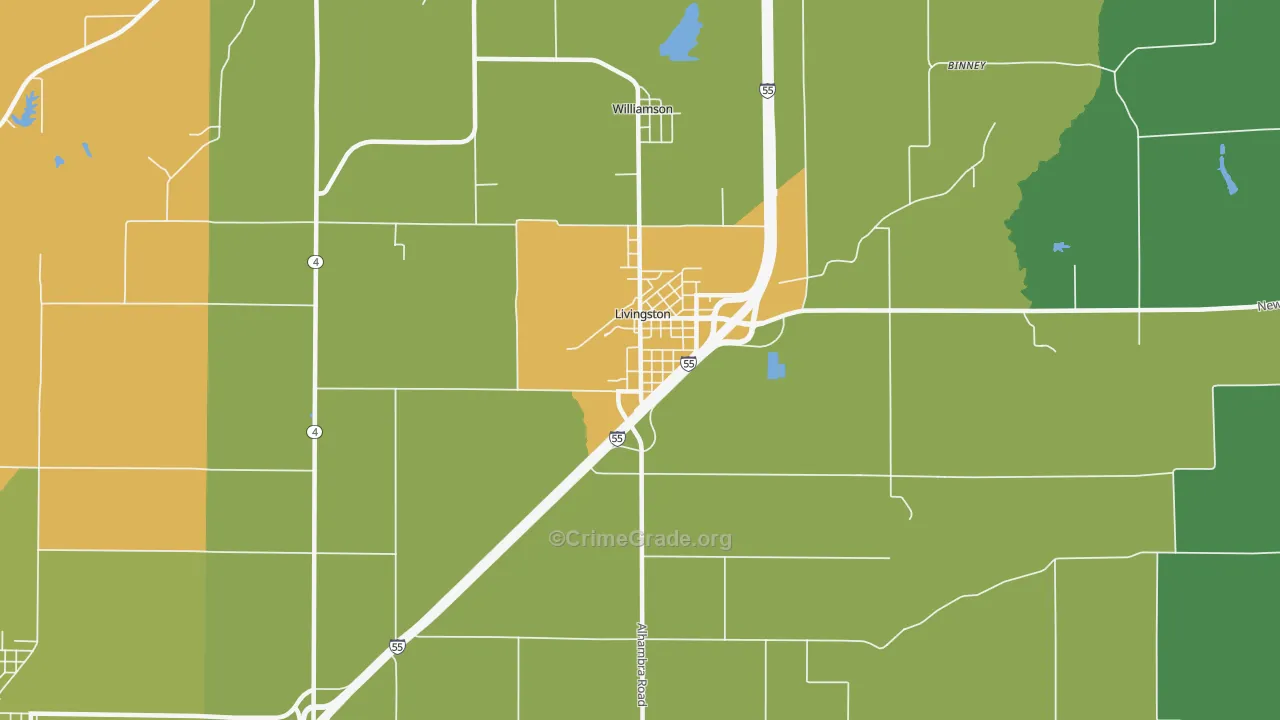 Livingston, IL Map of Murder Rates