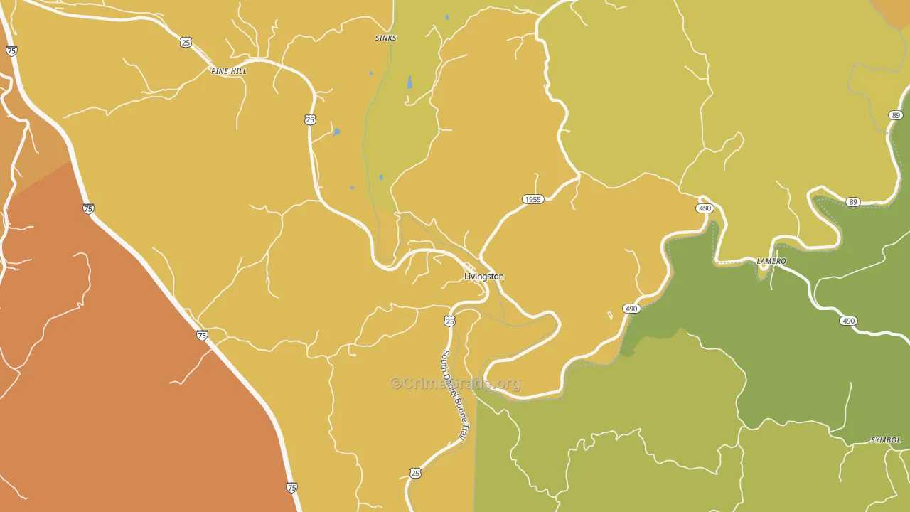 Livingston, KY Map of Murder Rates