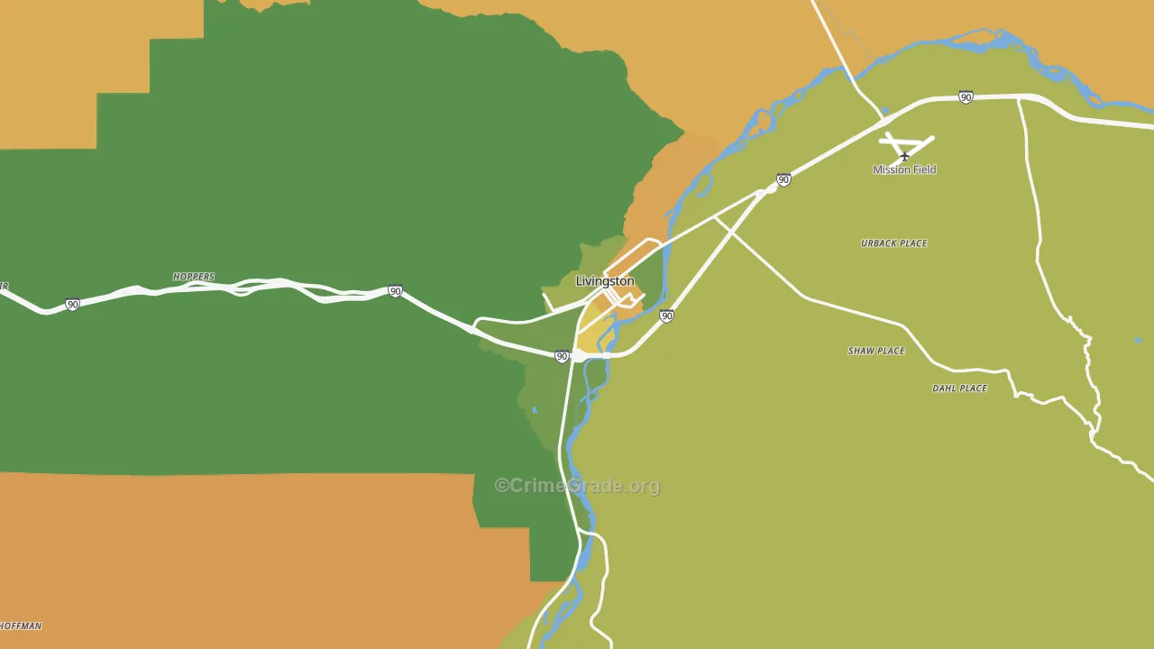 Livingston, MT Map of Murder Rates