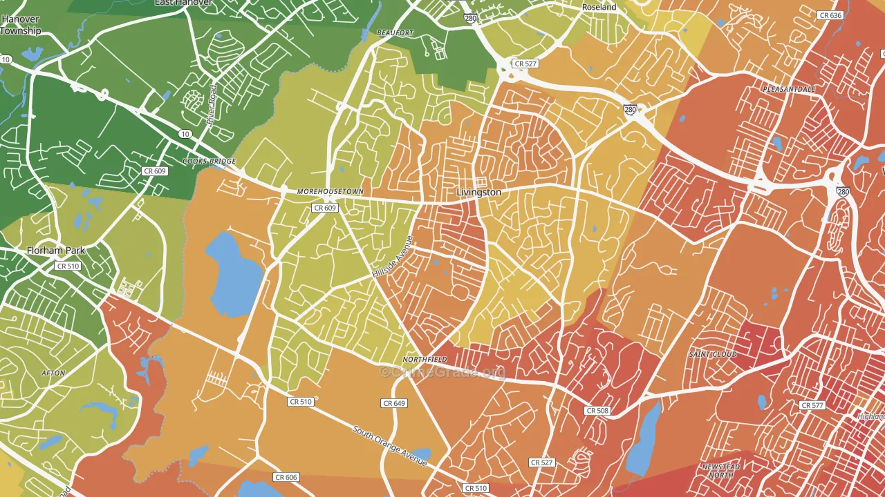 Livingston, NJ Map of Murder Rates