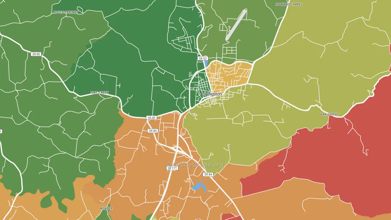 Livingston, TN Map of Murder Rates