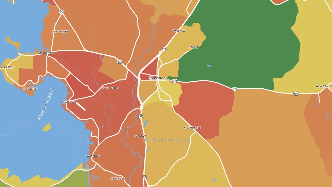 Livingston, TX Map of Murder Rates