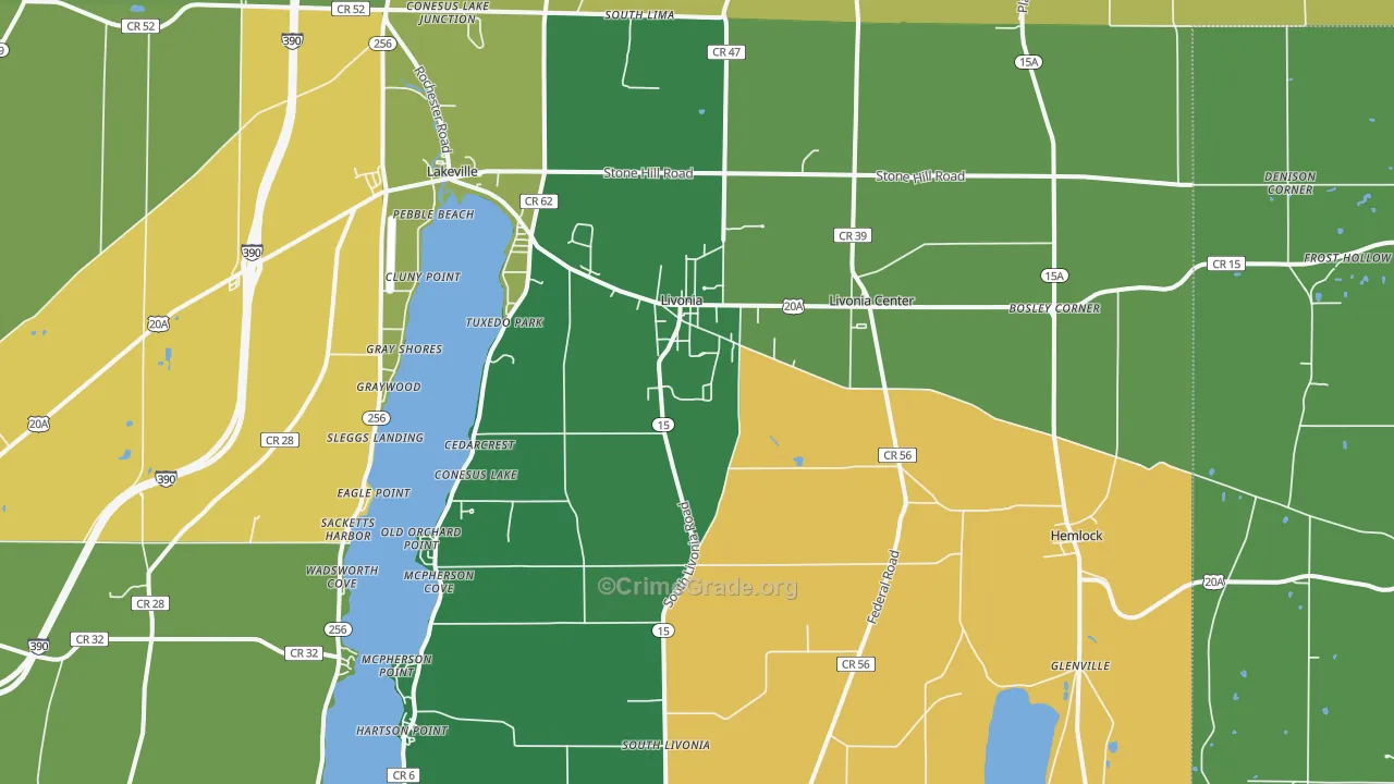 Livonia, NY Map of Murder Rates