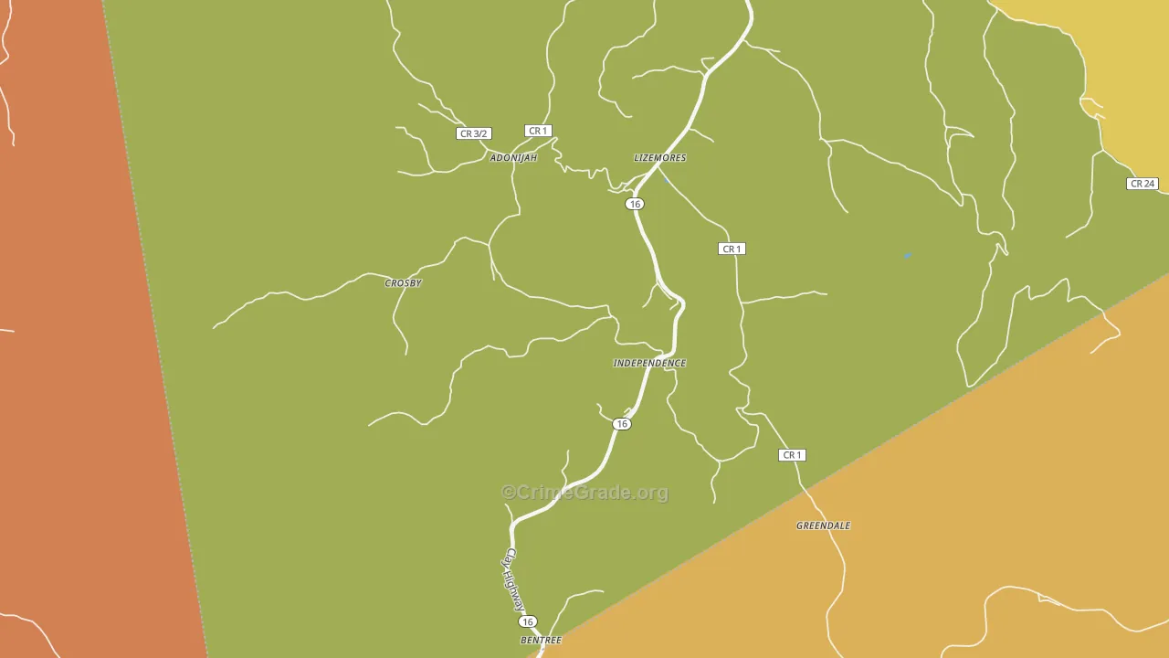 Lizemores, WV Map of Murder Rates