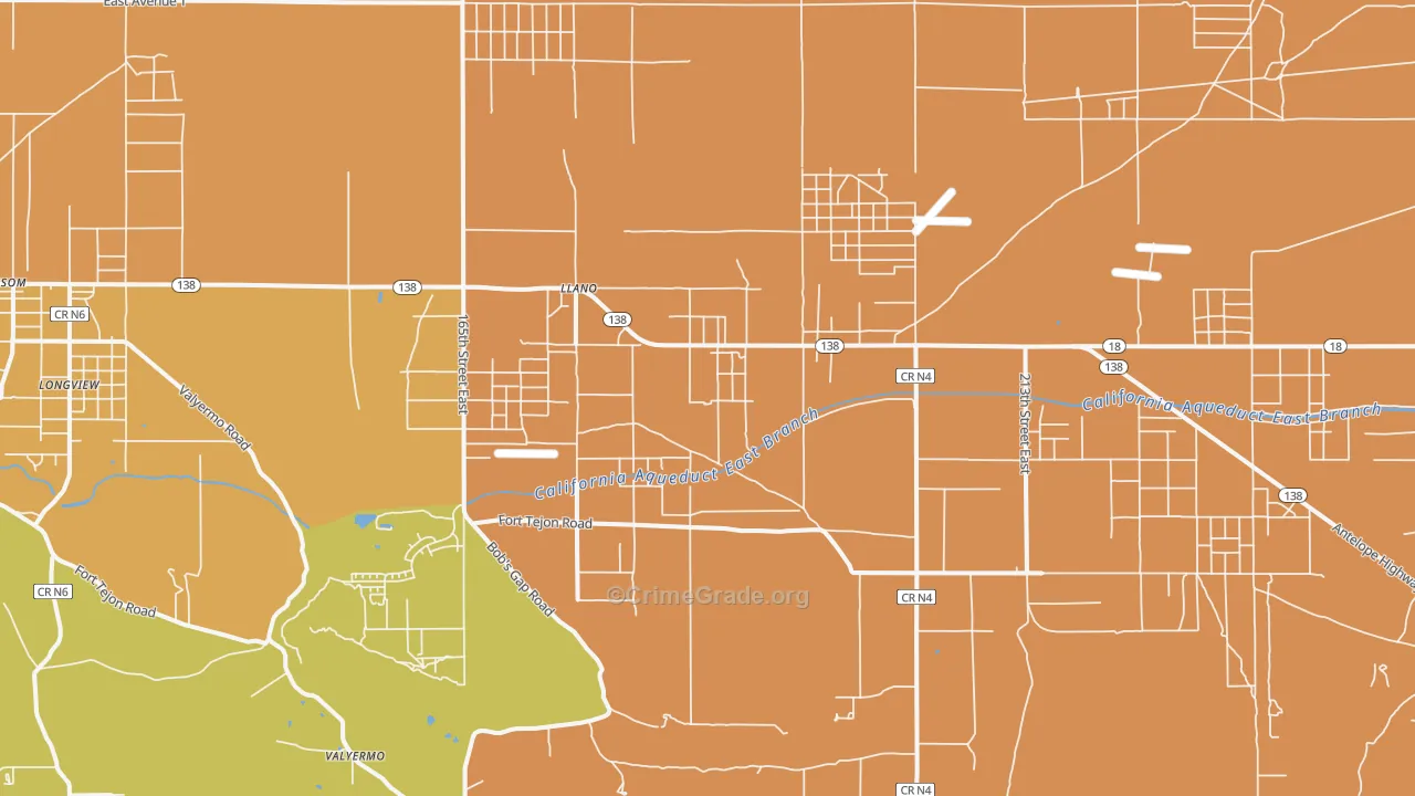 Llano, CA Map of Murder Rates
