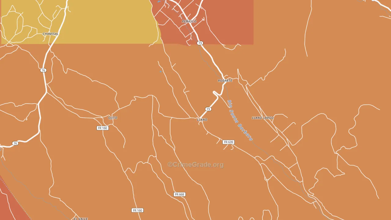 Llano, NM Map of Murder Rates