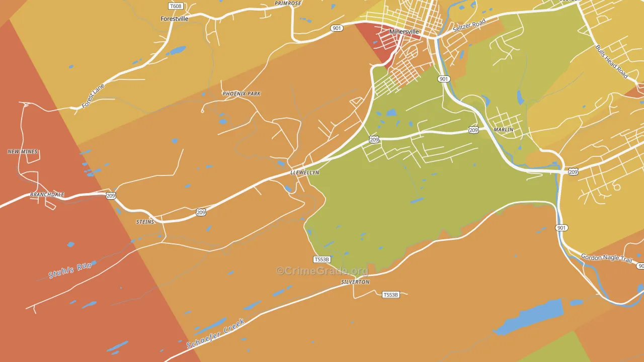 Llewellyn, PA Map of Murder Rates