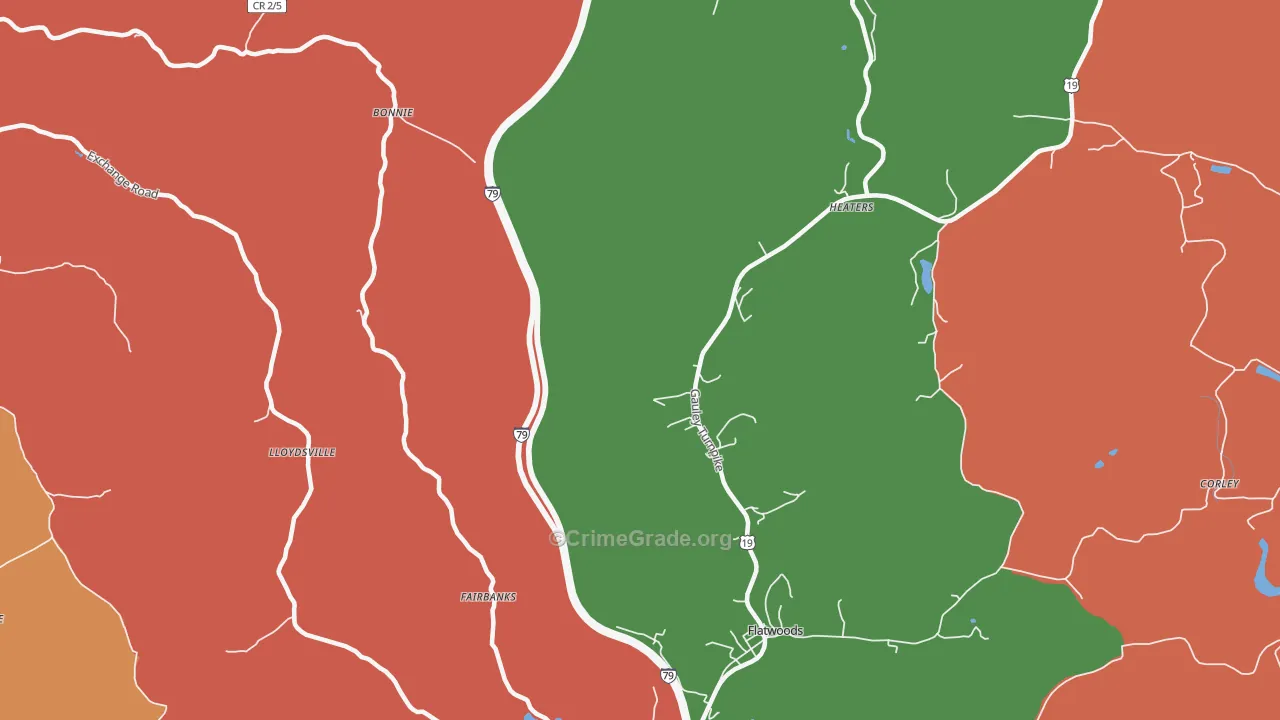 Lloydsville, WV Map of Murder Rates