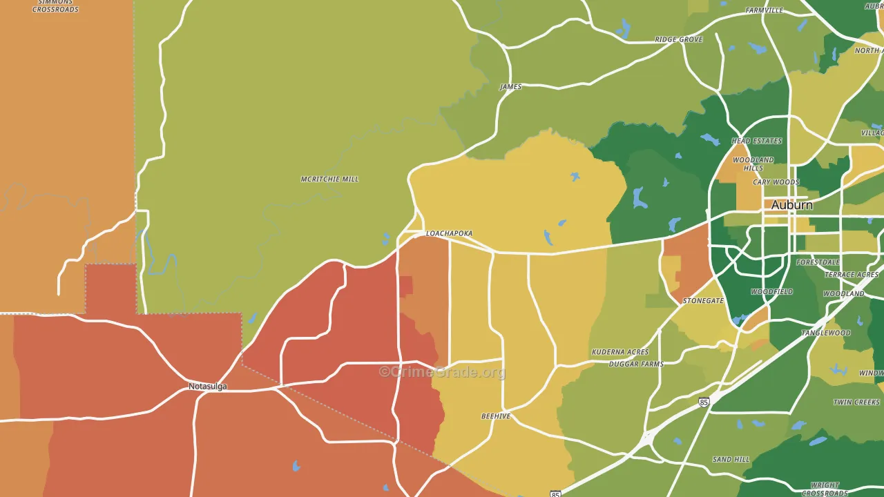 Loachapoka, AL Map of Murder Rates