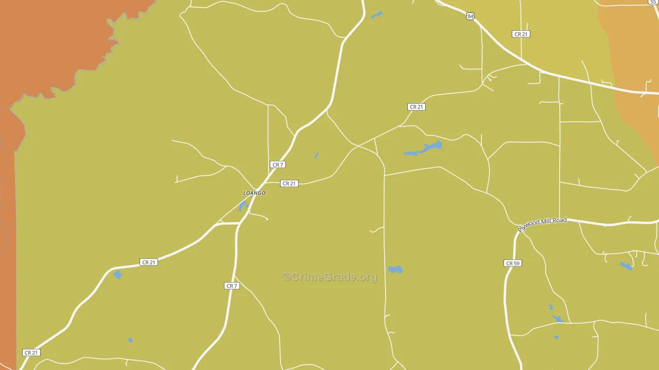 Loango, AL Map of Murder Rates