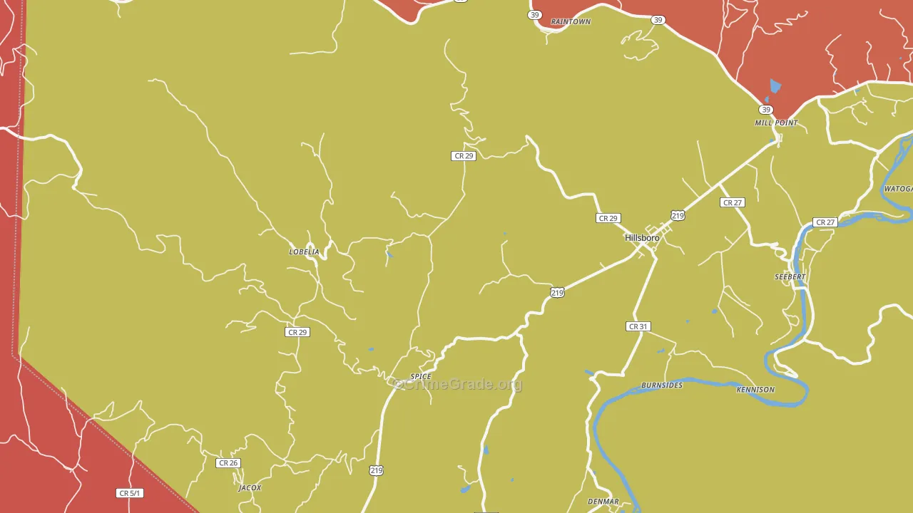 Lobelia, WV Map of Murder Rates