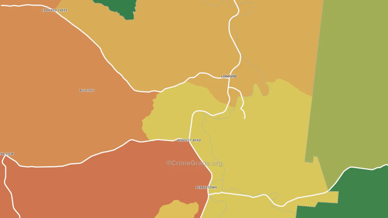 Lobelville, TN Map of Murder Rates