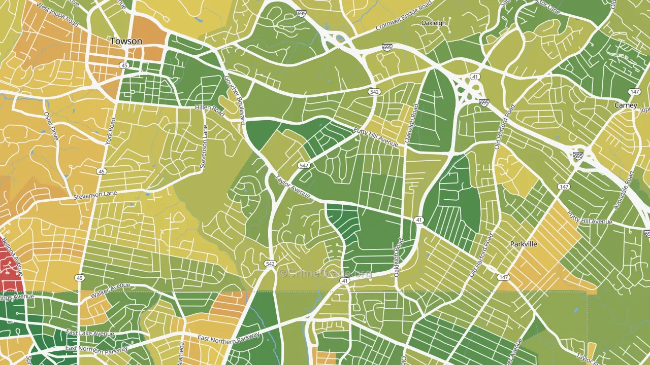 Loch Raven Village, Parkville, MD Map of Murder Rates