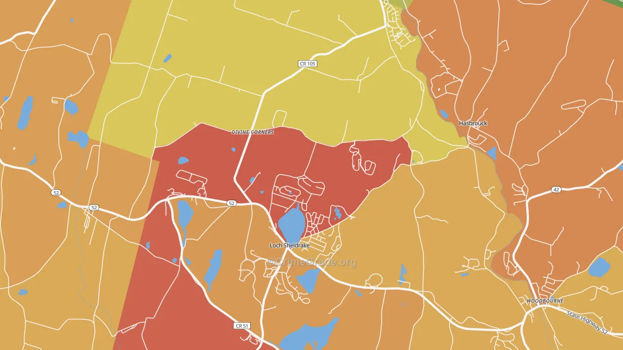 Loch Sheldrake, NY Map of Murder Rates