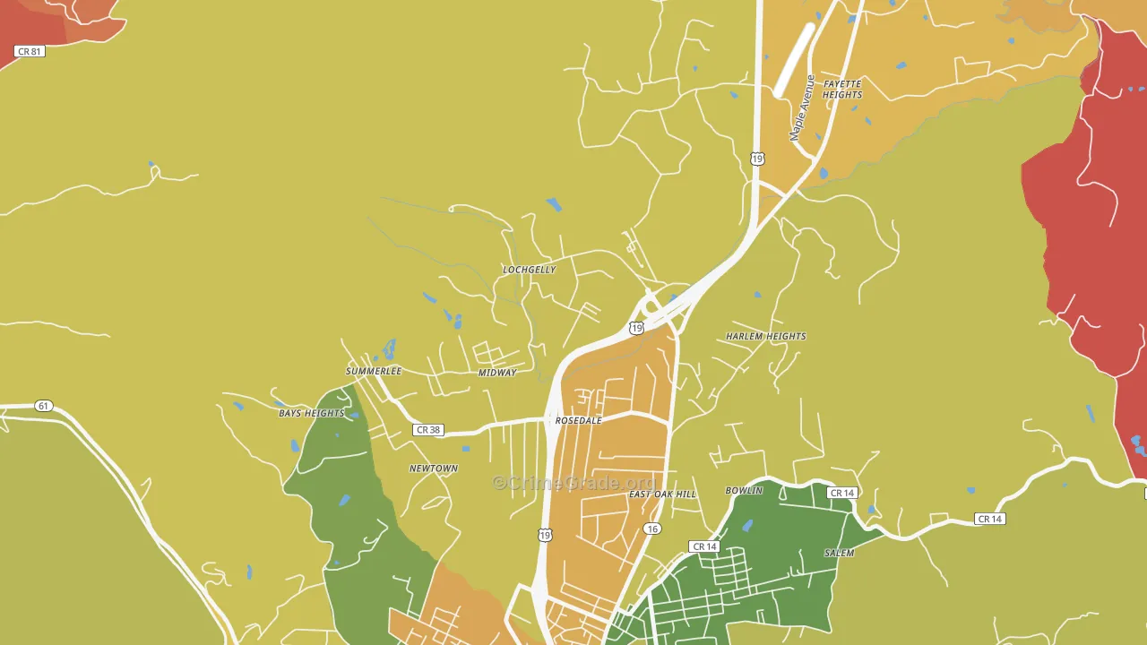Lochgelly, WV Map of Murder Rates