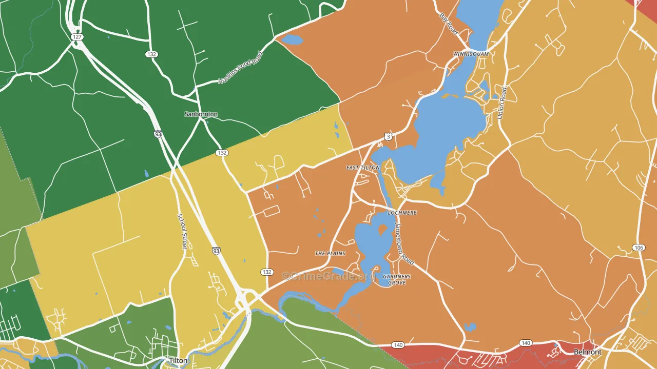 Lochmere, NH Map of Murder Rates