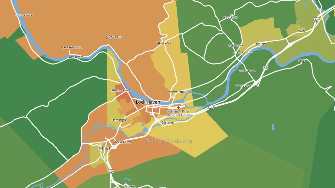 Lock Haven, PA Map of Murder Rates