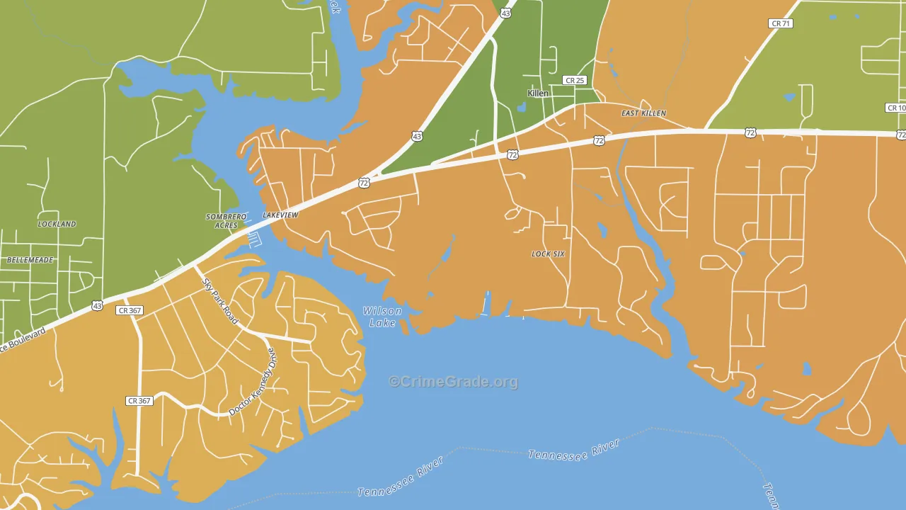 Lock Six, AL Map of Murder Rates