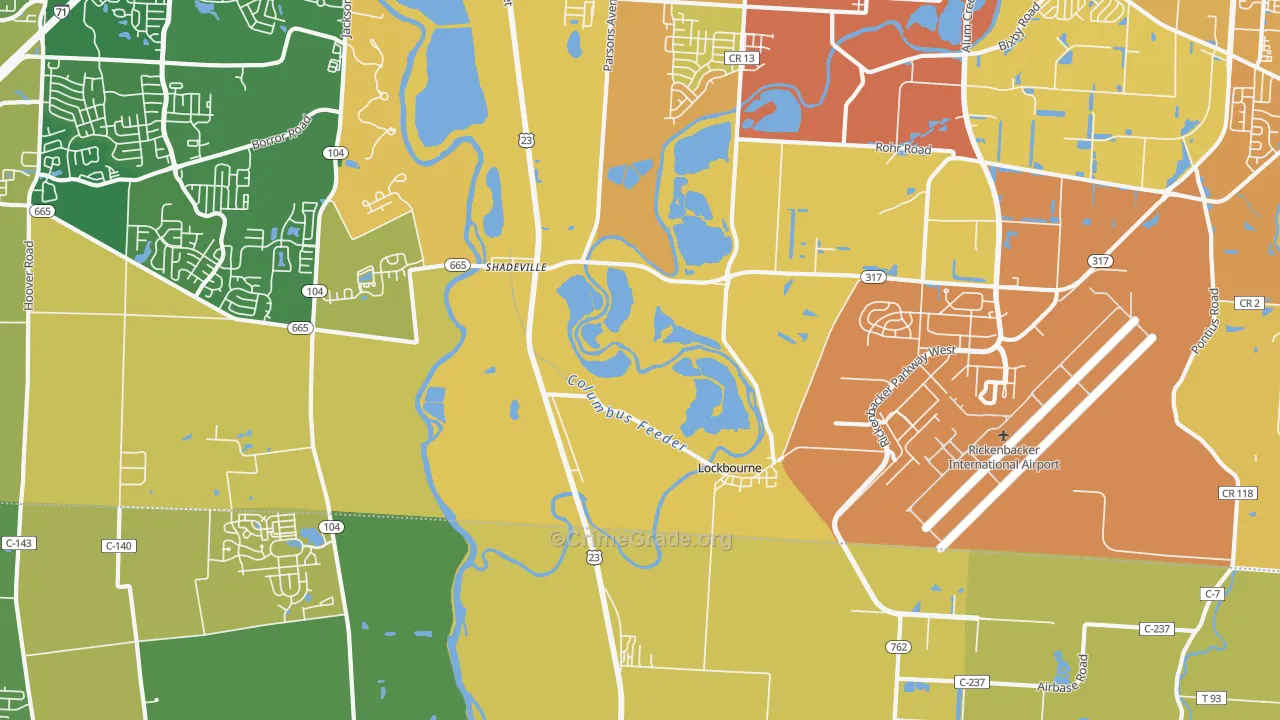 Lockbourne, OH Map of Murder Rates
