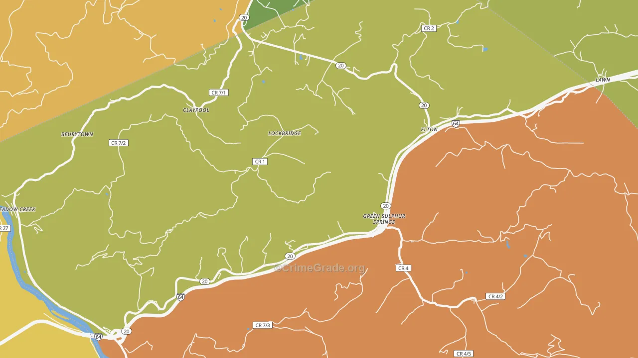 Lockbridge, WV Map of Murder Rates