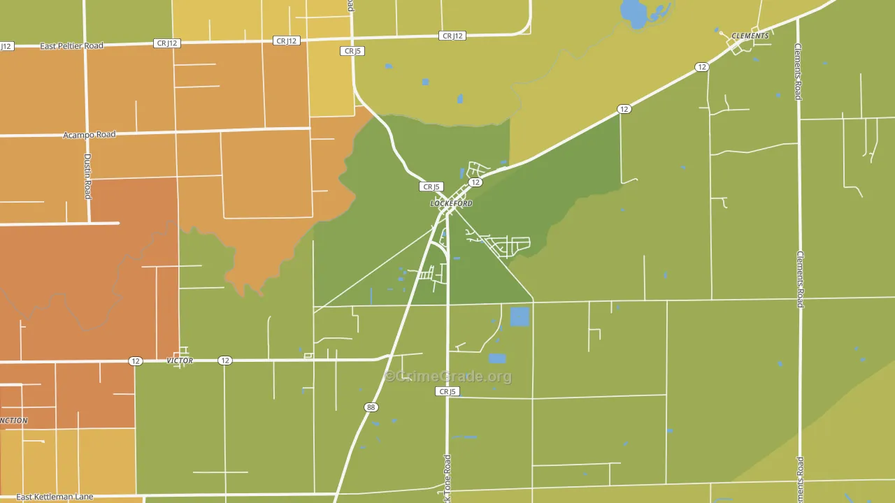 Lockeford, CA Map of Murder Rates