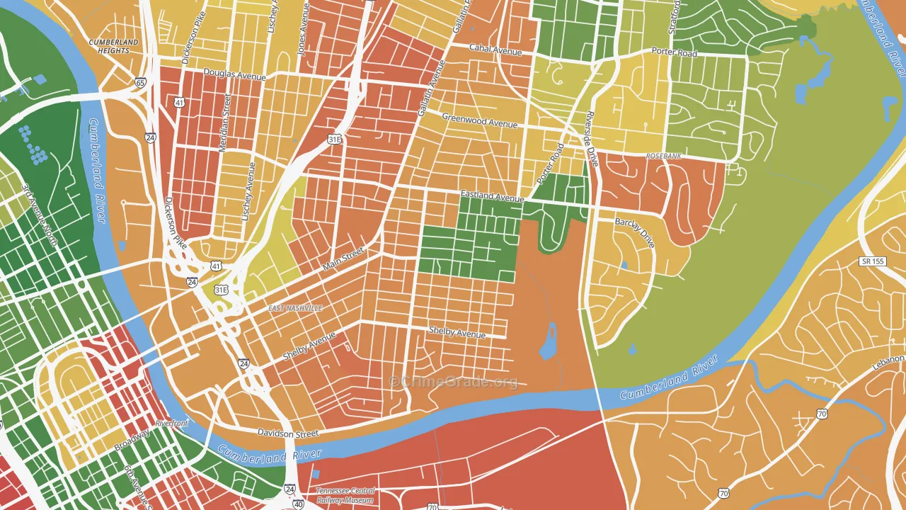 Lockeland Springs, Nashville, TN Map of Murder Rates