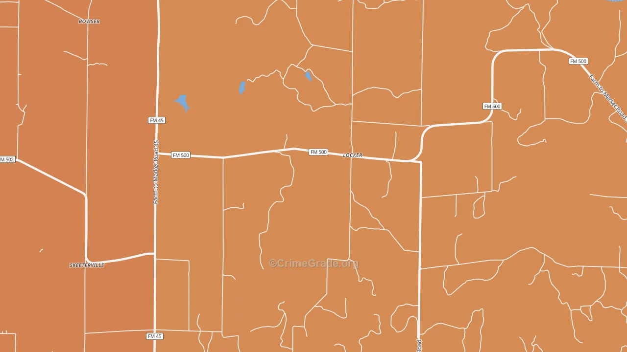 Locker, TX Map of Murder Rates