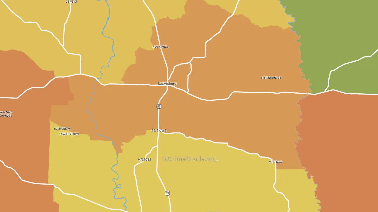 Lockesburg, AR Map of Murder Rates