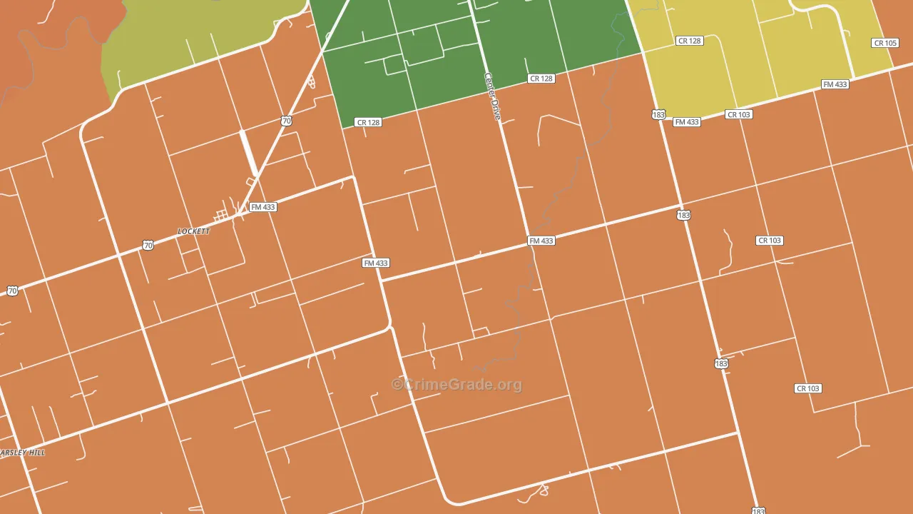 Lockett, TX Map of Murder Rates