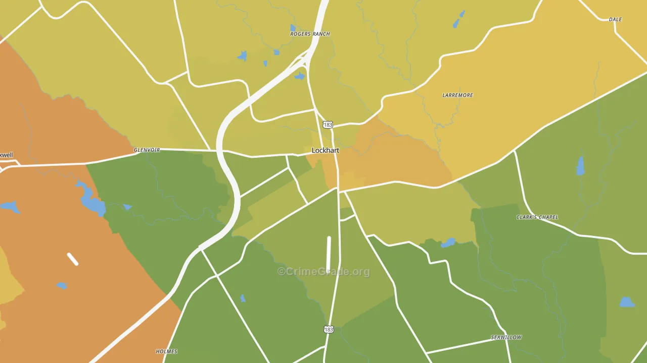 Lockhart, TX Map of Murder Rates