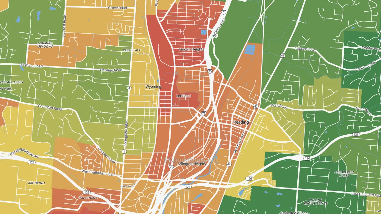 Lockland, OH Map of Murder Rates