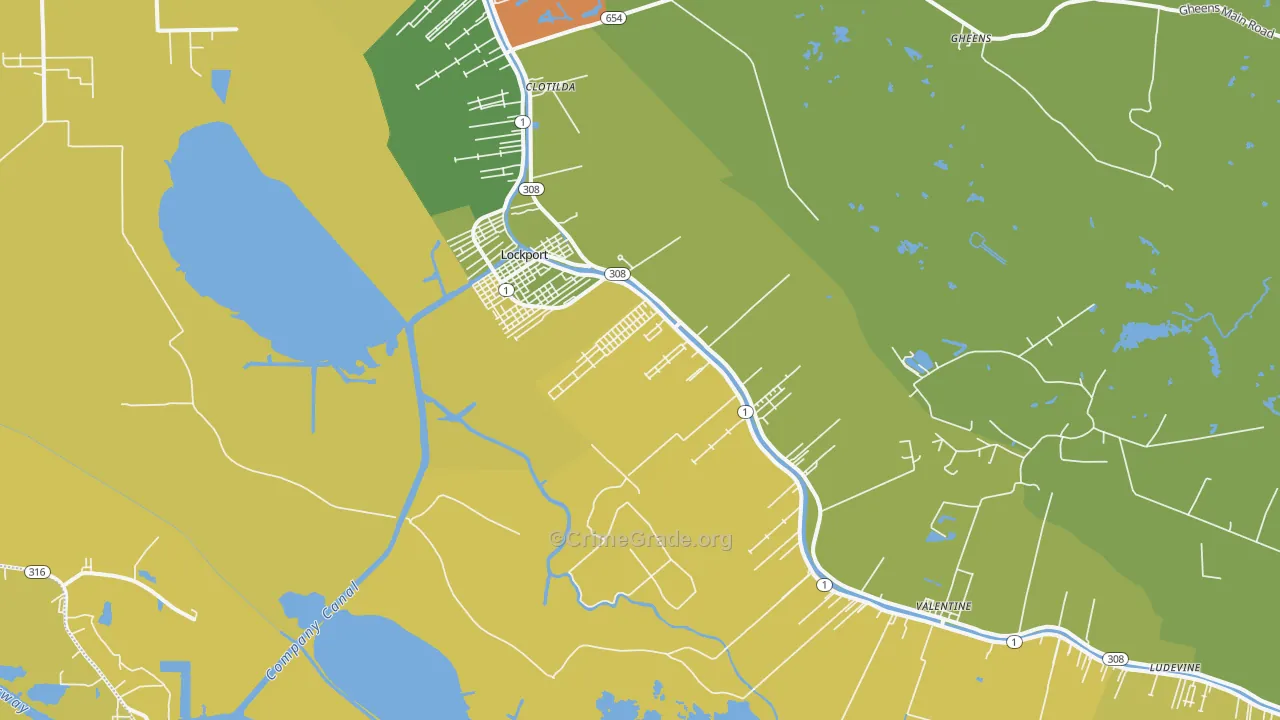 Lockport, LA Map of Murder Rates