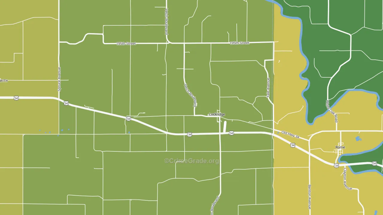 Lockridge, IA Map of Murder Rates