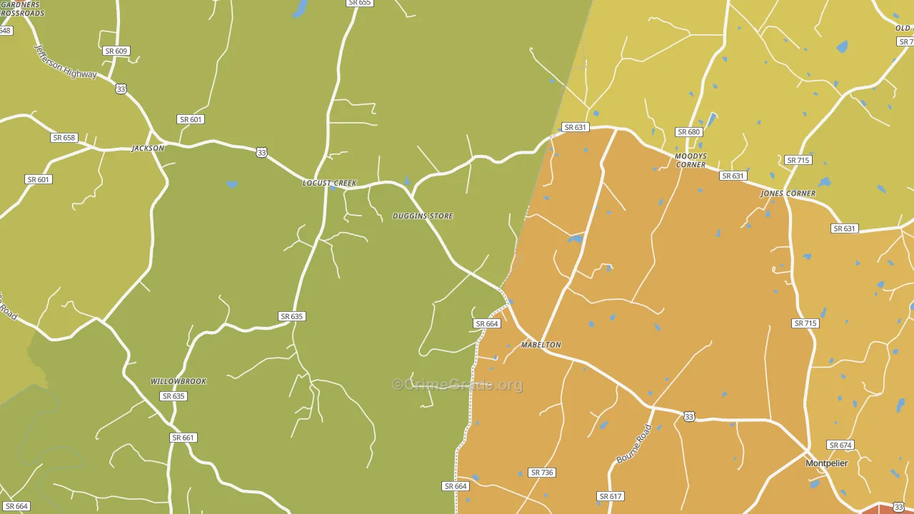 Locust Creek, VA Map of Murder Rates