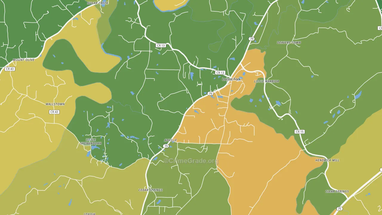 Locust Fork, AL Map of Murder Rates