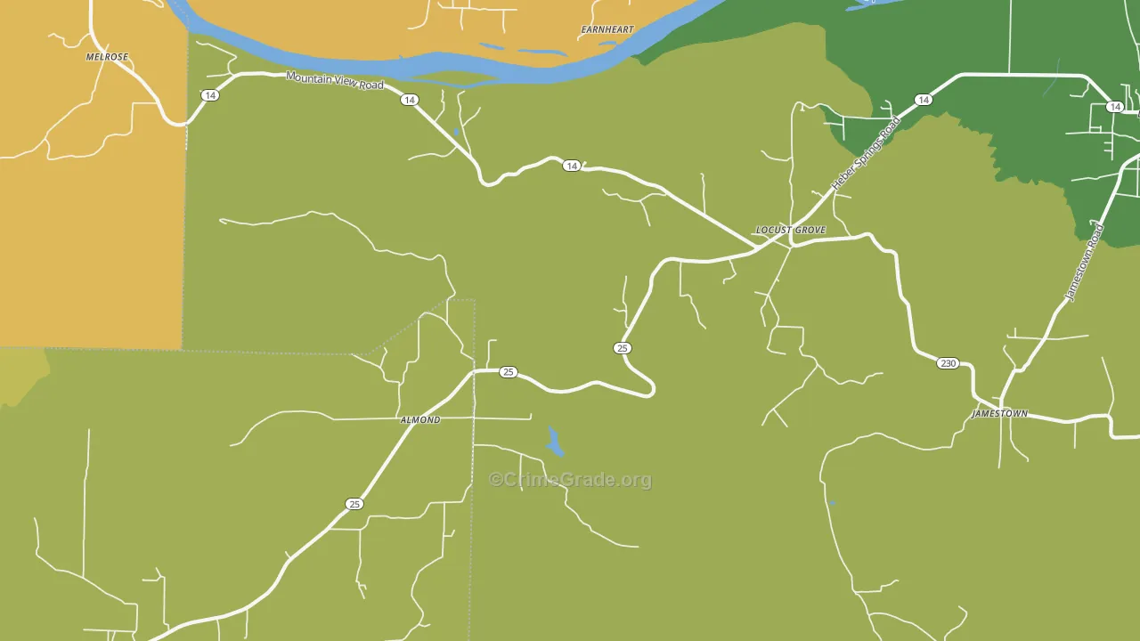 Locust Grove, AR Map of Murder Rates