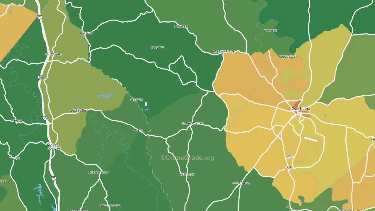 Locust Grove, KY Map of Murder Rates