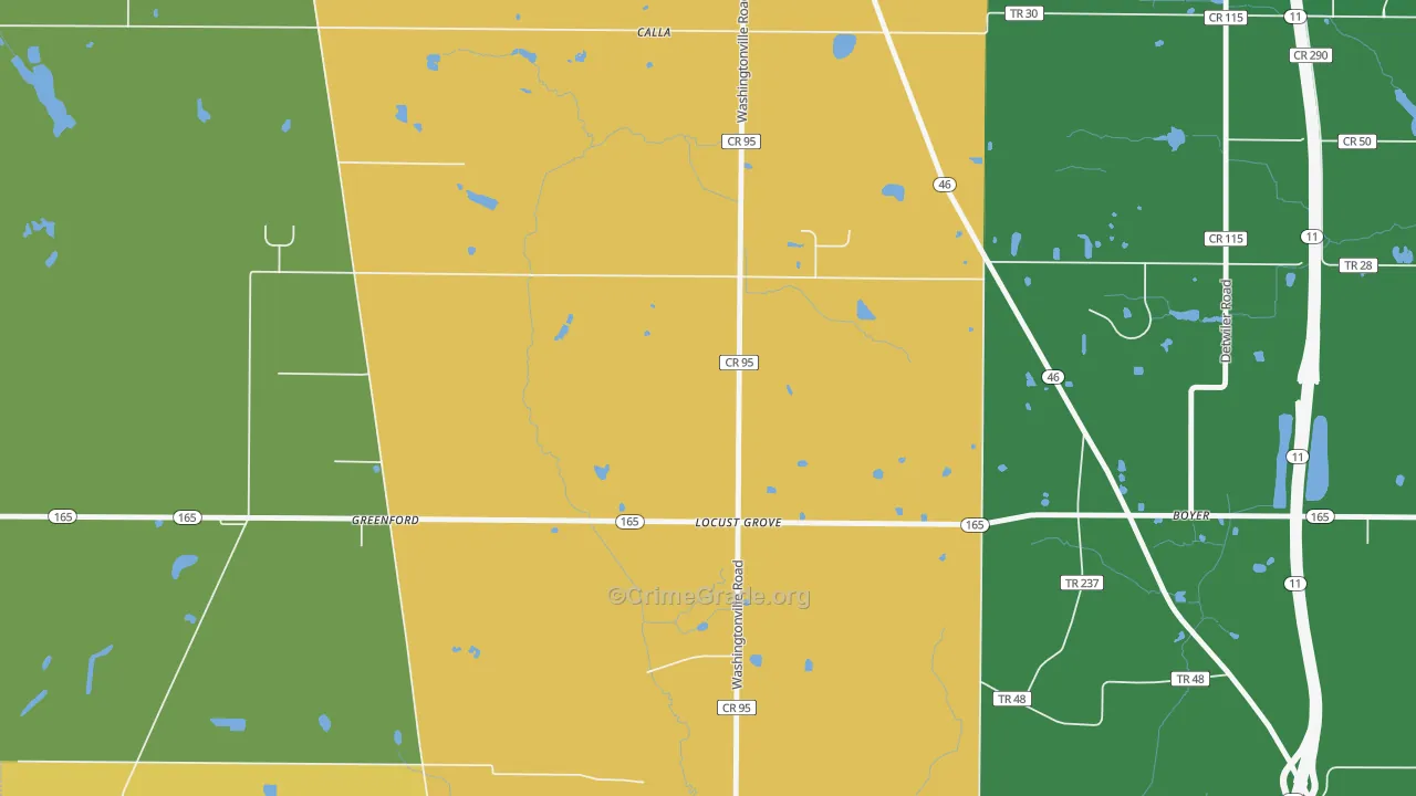 Locust Grove, OH Map of Murder Rates