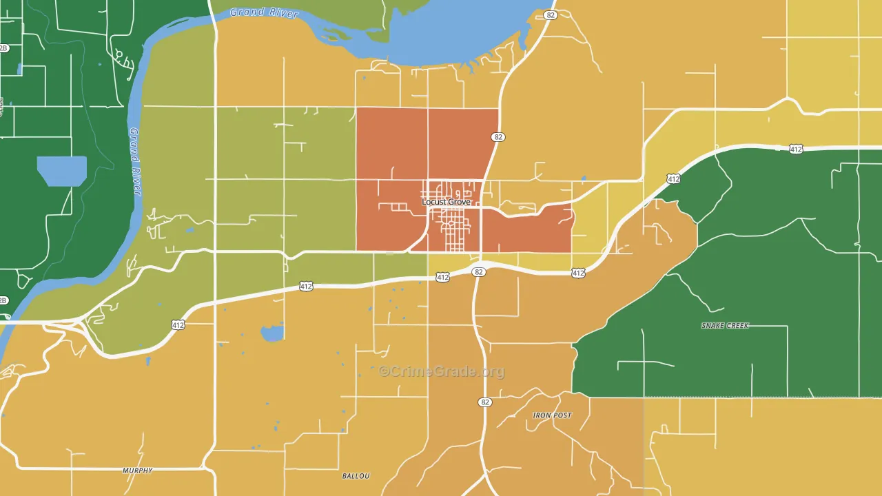 Locust Grove, OK Map of Murder Rates