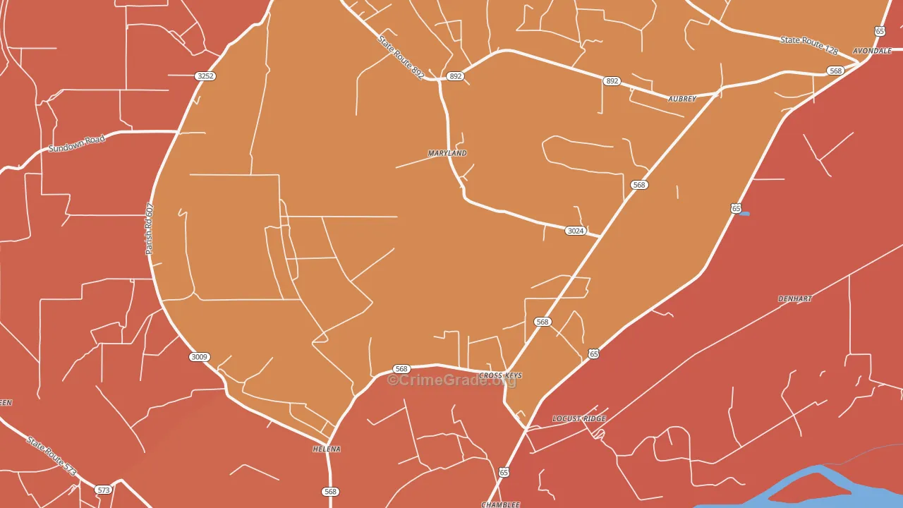 Locust Ridge, LA Map of Murder Rates