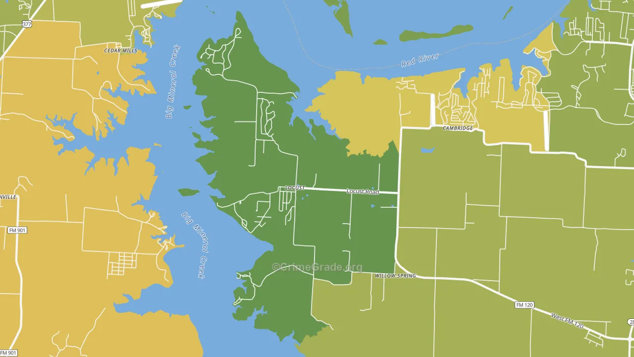 Locust, TX Map of Murder Rates