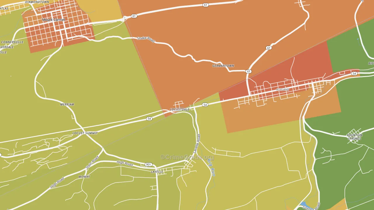 Locustdale, PA Map of Murder Rates