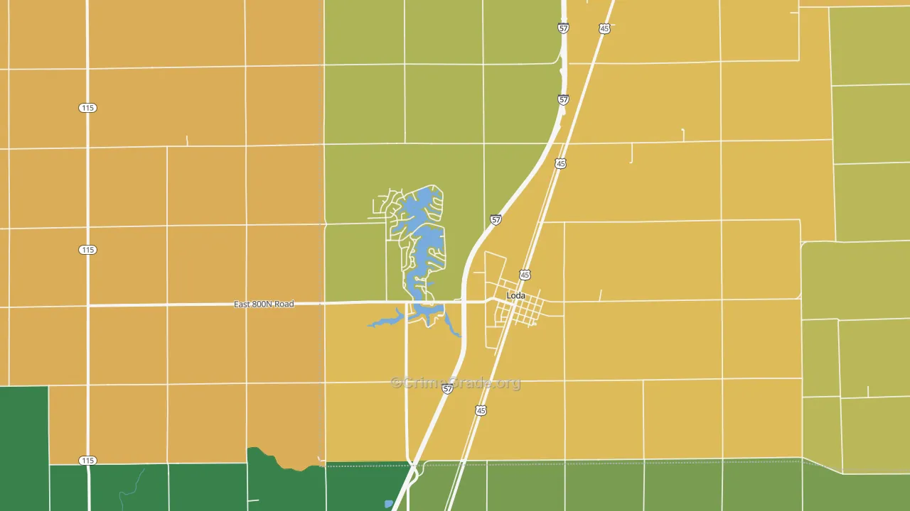 Loda, IL Map of Murder Rates