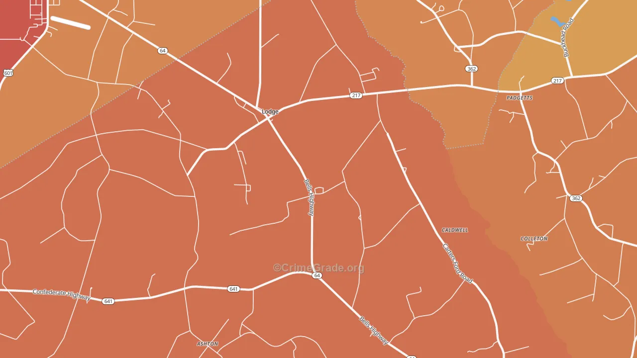 Lodge, SC Map of Murder Rates