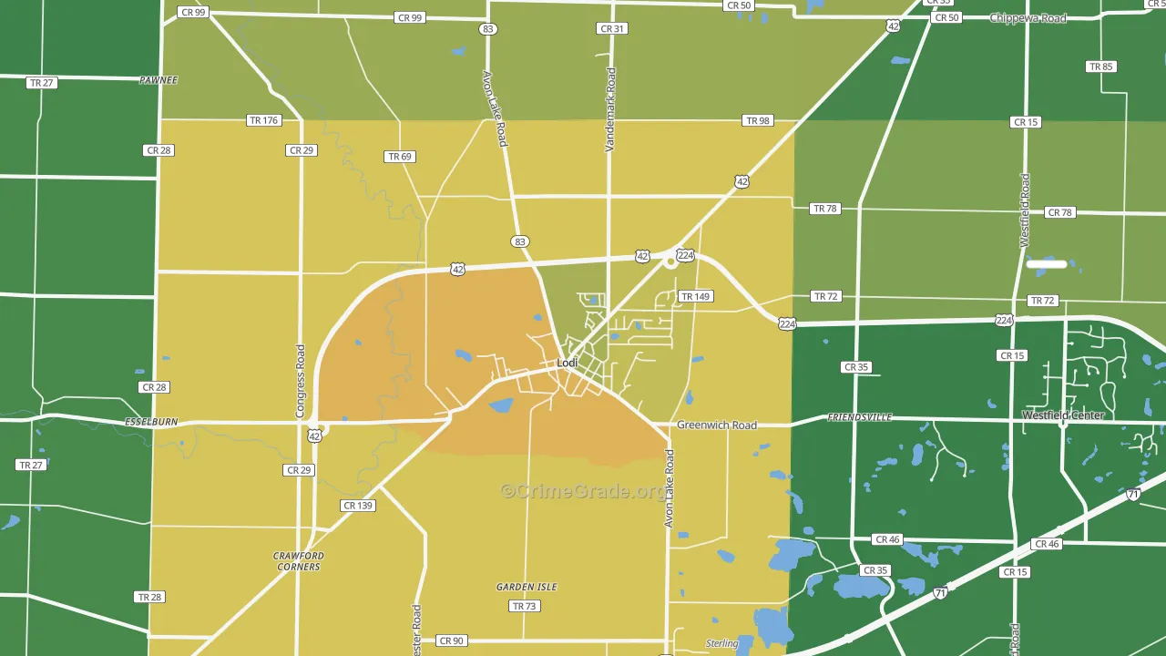 Lodi, OH Map of Murder Rates